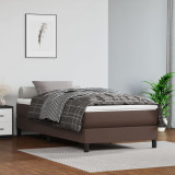 VidaXL Cadru de pat, maro, 90x200 cm, piele ecologică