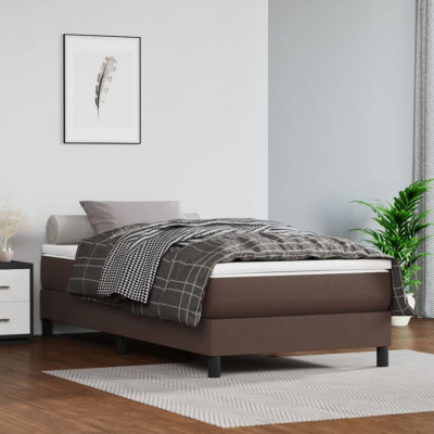 vidaXL Cadru de pat box spring, maro, 90x200 cm, piele ecologică foto