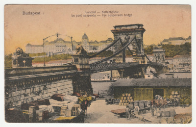 Budapesta podul suspendat, Budapest Lanchid / Kettenbrucke, 1918/1921 CP foto