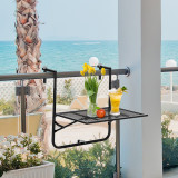 Outsunny Masa de Balustrada Pliabila din Metal, 60x60x57-72cm, Negru