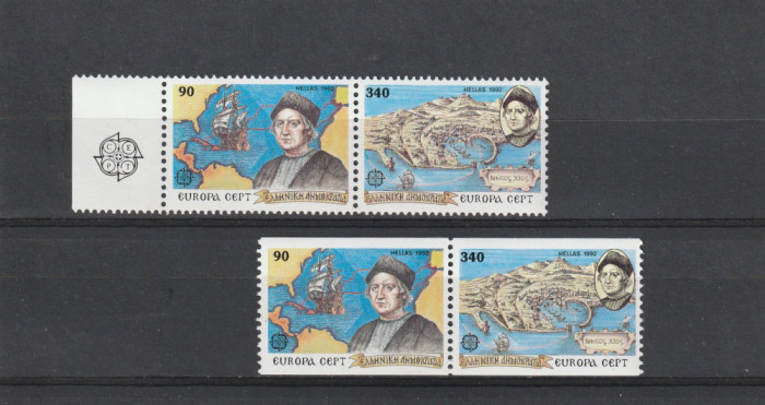 Grecia 1992-Europa CEPT,serie 4 val.2 streifuri, MNH,Mi.1802A,1803A ,1802C,1803C