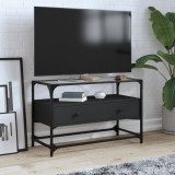 Cumpara ieftin Dulap TV blat sticlă, negru, 80x35x51 cm lemn prelucrat
