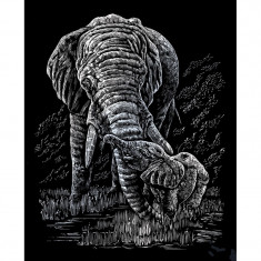 Set gravura pe folie argintie - Elefanti foto