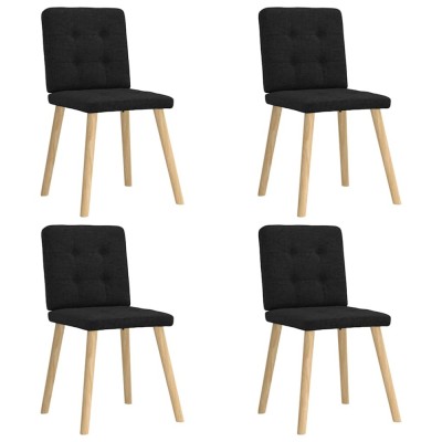 vidaXL Scaune de bucătărie, 4 buc., negru, material textil foto