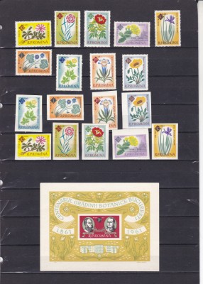 ROMANIA 1961 LP 524 LP 524 a LP 525 CENTENARUL GRADINII BOTANICE BUCURESTI MNH foto