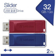 Stick USB Verbatim Store n Go Slider, 32GB, USB 2.0, 2 buc. (Rosu/Albastru)
