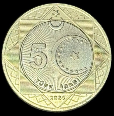 TURCIA 5 LIRA / LIRE 2024 , Bimetal , KM NEW , a UNC / UNC foto