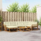 vidaXL Set de canapele de exterior cu pernă 7 pcs Natural și Crem 3367858