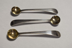 Trei Lingurite vechi din argint - pentru condimente / mustar - 37,5 grame foto