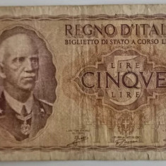 Bancnota Italia - 5 Lire 1940