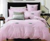 Lenjerie de pat matrimonial cu husa elastic pat si fata perna dreptunghiulara, Shy Blush, bumbac mercerizat, multicolor