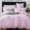 Lenjerie de pat matrimonial cu husa elastic pat si fata perna dreptunghiulara, Shy Blush, bumbac mercerizat, multicolor