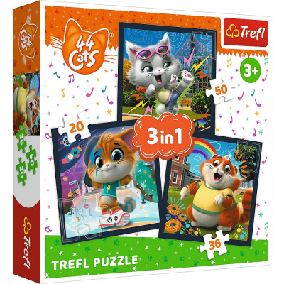 PUZZLE TREFL 3IN1 44 CATS PISICILE DRAGALASE SuperHeroes ToysZone foto