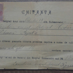 Chitanta Notarul Public din Bolgrad Somanschi, 1919