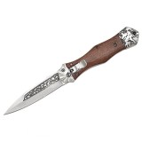 Cumpara ieftin Cutit Pliabil Vanatoare/Pescuit Wood Knife 21cm Maro, Lama Otel Inoxidabil, Maner Lemn, Husa Cordura