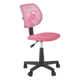 Scaun birou copii HM Bingo, stofa, baza polipropilena, inaltime reglabila, rotatie 360&deg;, sarcina maxima 70 kg, roz