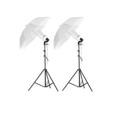 Kit lumina continua foto-video cu 2x stativ 250cm+2x umbrela difuzie 84cm+2x suport stativ si bec 85W