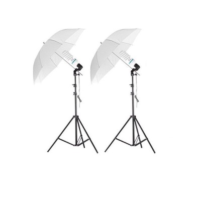 Kit lumina continua foto-video cu 2x stativ 250cm+2x umbrela difuzie 84cm+2x suport stativ si bec 85W foto