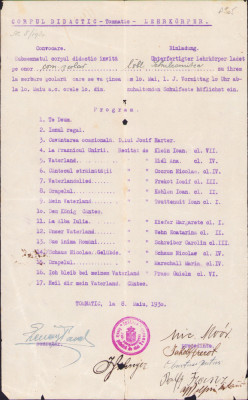 HST A2182 Program serbare 10 mai 1930 școala Tomnatic județul Timiș foto