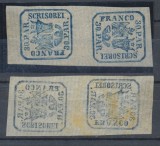 Principatele Unite 1862 tipar de m&acirc;nă timbru 30 parale tipărit pe hartie vargata in pereche tete-beche nestampilata MLH / MNH