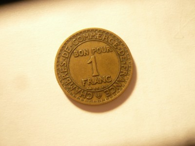 Moneda Franta 1 franc 1923 , bronz , cal. F.Buna foto