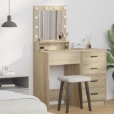 vidaXL Masă de toaletă cu lumini LED, stejar sonoma, 50x41x135 cm
