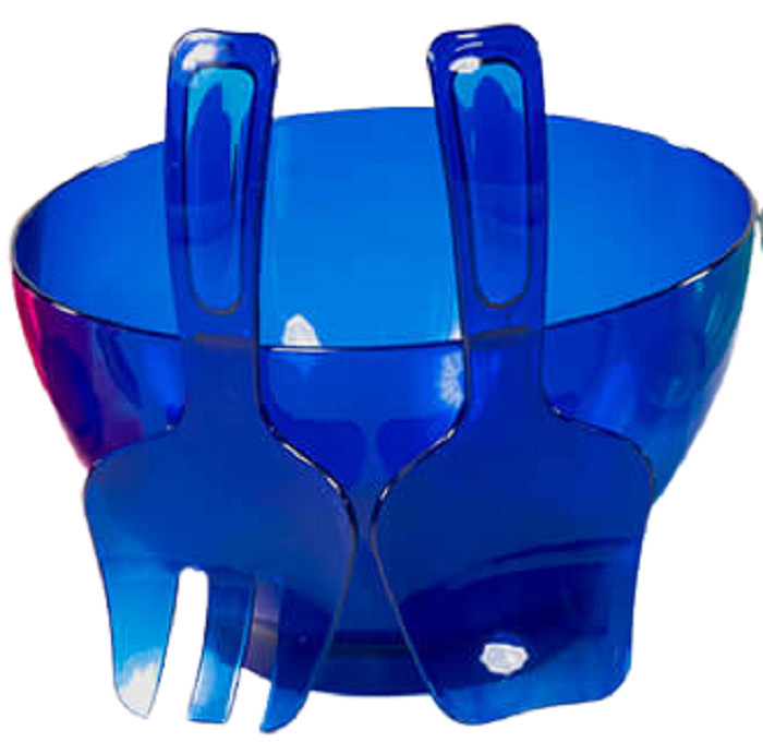 Bol Salata Cu Accesorii, Sterk, Plastic, Albastru, 25 x 16 cm
