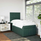 VidaXL Pat box spring cu saltea, verde &icirc;nchis, 90x190 cm, catifea 3294517