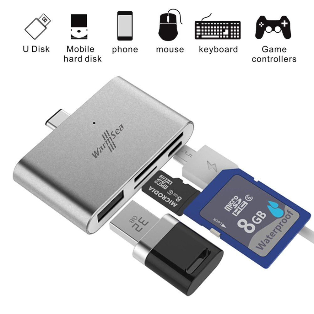 Card reader USB-C Type-C cititor card memorie: micro SD + SD + USB si micro  USB | Okazii.ro