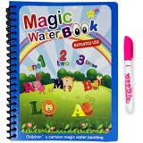 Carte de colorat cu apa Magic Book, Reutilizabila, plina de culori vibrante, Litere si Cifre