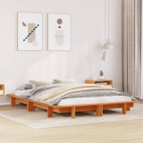 VidaXL Cadru pat fără saltea, maro ceruit, 135x190 cm, lemn masiv pin