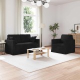 vidaXL Set de canapea 2 pcs Negru 138 x 78 x 80 cm Catifea 3407513