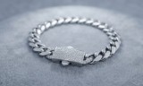Cumpara ieftin Bratara din Argint 925 Model Cuban Link cu Inchizatoare Iced Out - Placata cu Rodiu, 11.6g, 17 cm