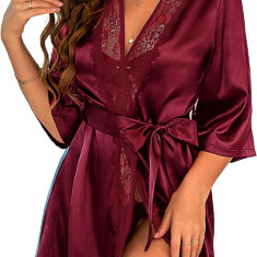 Femei Scurt Satin Kimono Halat Lenjerie Lenjerie Cămașă de noapte Sleepwear Măta