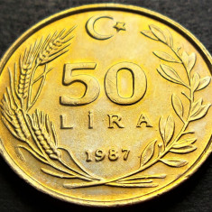 Moneda 50 LIRE - TURCIA, anul 1987 * cod 2642 = UNC - LUCIU de BATERE