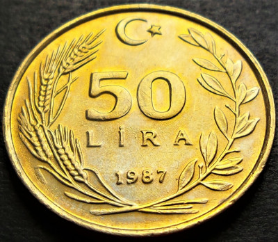 Moneda 50 LIRE - TURCIA, anul 1987 * cod 2642 = UNC - LUCIU de BATERE foto