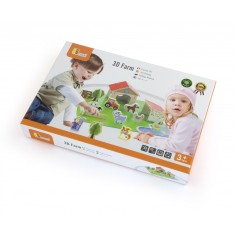 Set Ferma din Lemn VIGA cu 30 de Figurine , Jucarie Montessori pentru Copii, Joc Imaginativ si Educativ