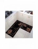 Set covorase bucatarie negre cu model marble cu frunze, Home