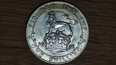 R08 Anglia Marea Britanie -moneda argint sterling- 1 shilling 1916 - stare ff buna ! foto