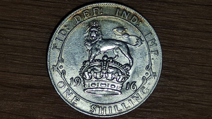 R08 Anglia Marea Britanie -moneda argint sterling- 1 shilling 1916 - stare ff buna !