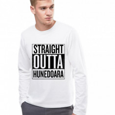 Bluza barbati alba - Straight Outta Hunedoara - XL