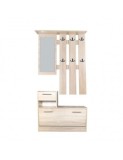 Set cuier si pantofar cu oglinda GN Filip, Pal Melaminat, 12 agatatori, usa rabatabila, polita, stejar