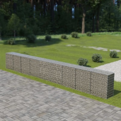 vidaXL Gabion perete cu capace, 900 x 50 x 100 cm, oțel galvanizat foto