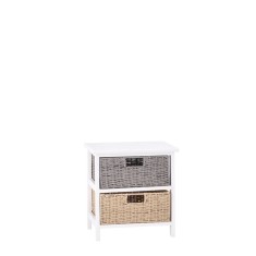 Comoda lemn alb poliester maro gri 40 x 29 x 41 cm