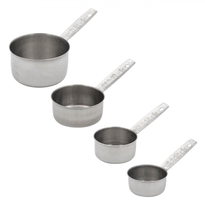 Set Recipiente Măsurătoare, Model, Capacitate 60ml, 80ml, 125ml, 250ml, Oțel Inoxidabil, 4 Bucăți