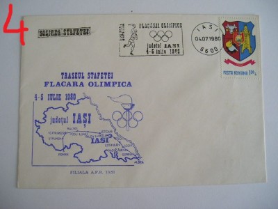D11 - 1980 - tematica sport - flacara olimpica - Romania foto