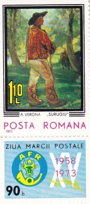ROMANIA 1973 LP 834 ZIUA MARCII POSTALE ROMANESTI - SURUGIU MNH foto