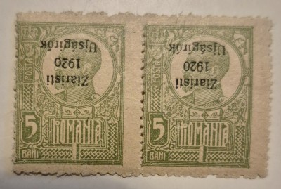 Rom&amp;acirc;nia 1920 Ferdinand 5 bani MNH supra tipar răsturnat foto