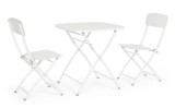 Cumpara ieftin Set mobilier gradina otel alb Yvonne A:44x50x85h ; 70x70x72h