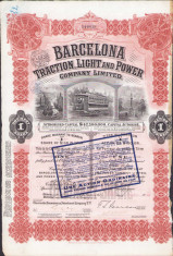 LA37 Actiune societate tramvaie Barcelona perioada interbelica 1922 foto